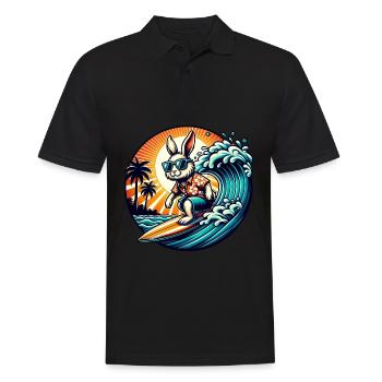 Lapin de surf avec lunettes de soleil et chemise hawaïenne - Polo Homme - noir - Devant - Kai (181cm)