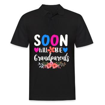 Bald werden wir Oma und Opa, Wir werden Großeltern - Männer Poloshirt - Schwarz - Vorne - Kai (181cm)
