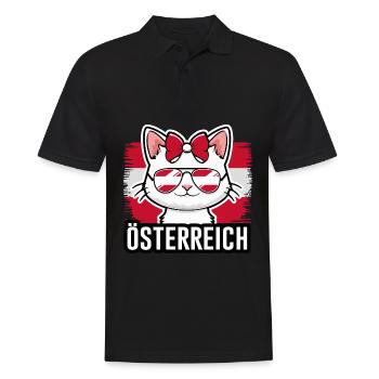 Österreich Katze Fußball Katzenliebhaber - Männer Poloshirt - Schwarz - Vorne - Kai (181cm)