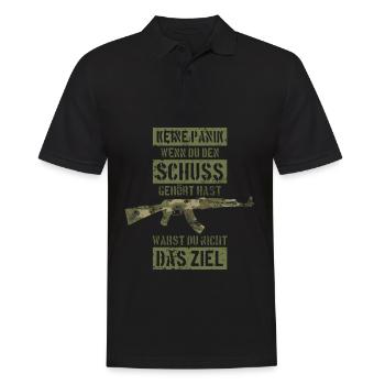 SOLDAT BUNDESWEHR BUND MG MASCHINENGEWEHR - Männer Poloshirt - Schwarz - Vorne - Kai (181cm)