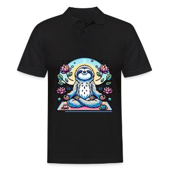 Méditer la paresse avec des fleurs et du thé - Polo Homme - noir - Devant - Kai (181cm)