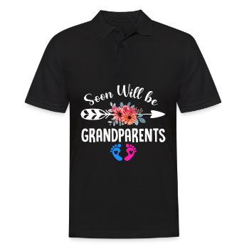 Wir werden bald Großeltern, Wir werden Oma und Opa - Männer Poloshirt - Schwarz - Vorne - Kai (181cm)