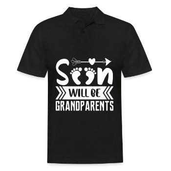 Wir werden bald Großeltern, Wir werden Oma und Opa - Männer Poloshirt - Schwarz - Vorne - Kai (181cm)