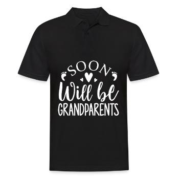 Wir werden bald Großeltern, Wir werden Oma und Opa - Männer Poloshirt - Schwarz - Vorne - Kai (181cm)