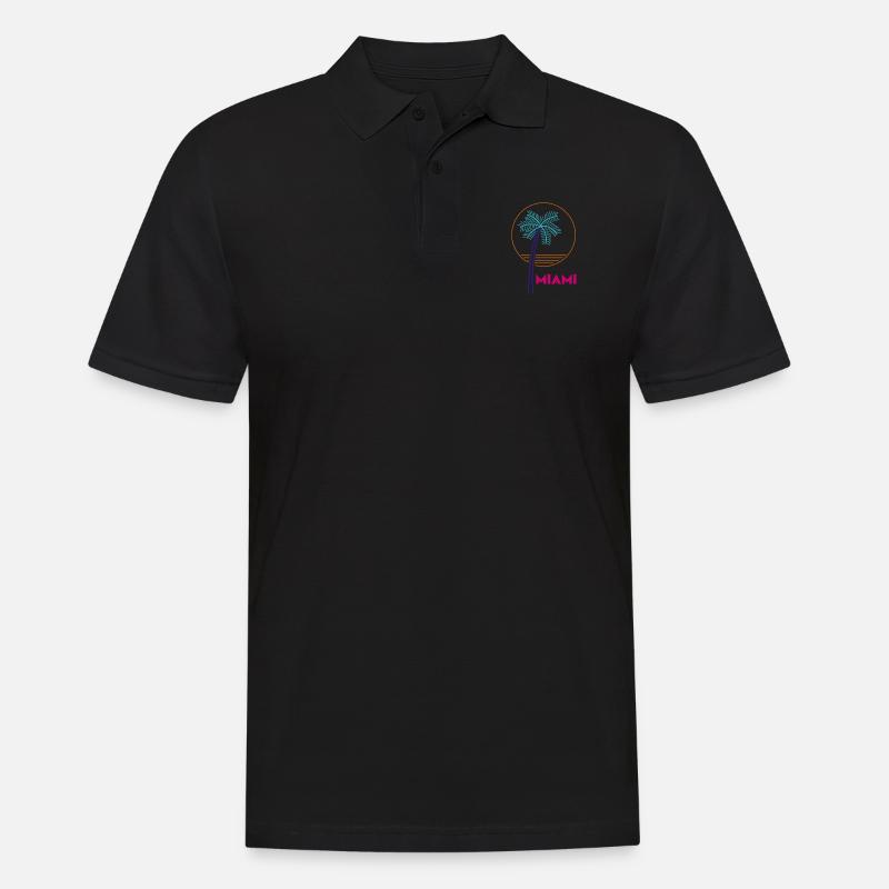Palme Neon Miami Geschenkidee - Männer Poloshirt - Schwarz