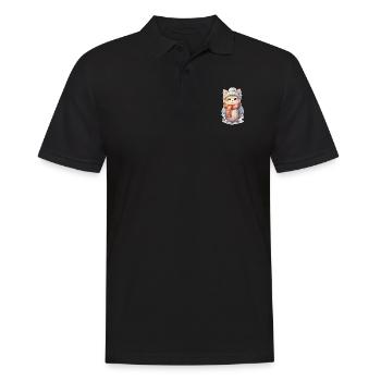Chat joyeux en hiver - Polo Homme - noir - Devant - Kai (181cm)