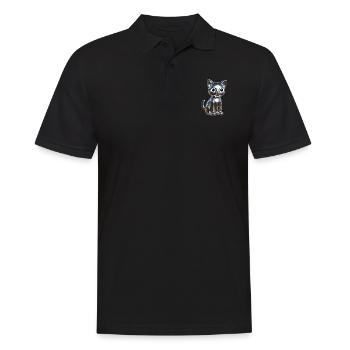 Metallic Chrom Elegance - Männer Poloshirt - Schwarz - Vorne - Kai (181cm)