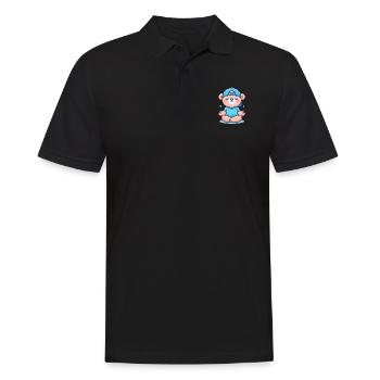 Meditating Bear in Blue Cap and Shirt - Men's Polo Shirt - black - Front - Kai (181cm)