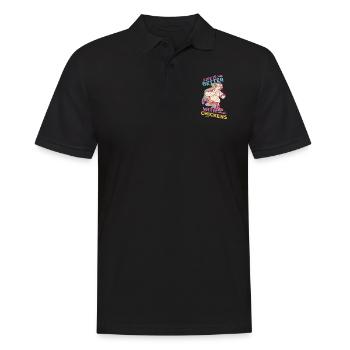 Huhn Bauernhof Geflügel Hahn Hühner Geschenk - Männer Poloshirt - Schwarz - Vorne - Kai (181cm)