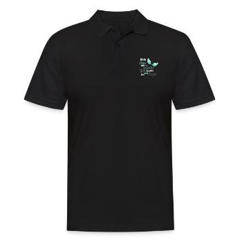 Papa wurde zum Engel – Liebevolle Erinnerung - Männer Poloshirt - Schwarz - Vorne - Kai (181cm)