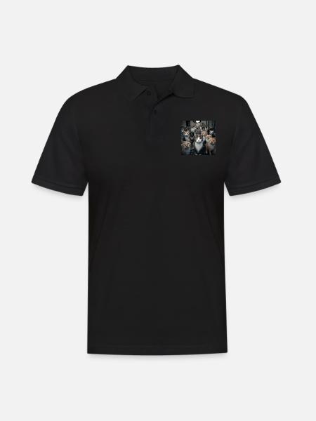 Katze Straße - Männer Poloshirt - Schwarz