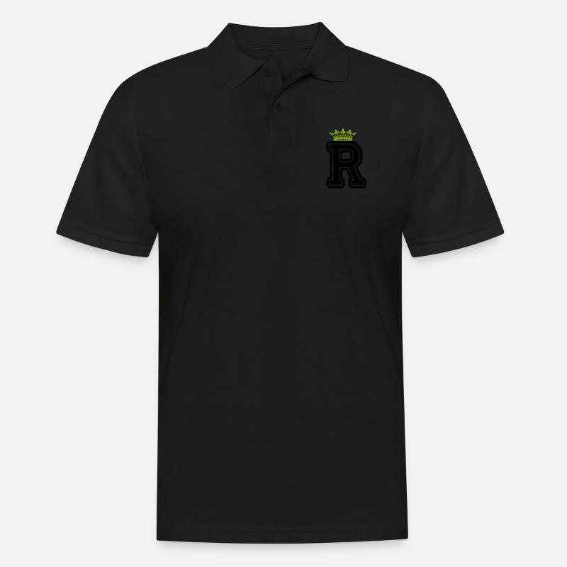 buchstabe R krone - Männer Poloshirt - Schwarz
