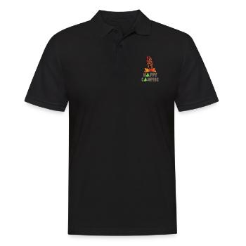 happy camper - camping life - Polo Homme - noir - Devant - Kai (181cm)