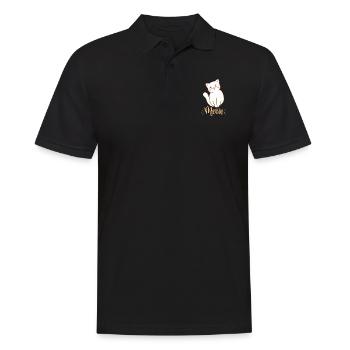 Mignon Kawaii drôle de chat disant miaulement - Polo Homme - noir - Devant - Kai (181cm)