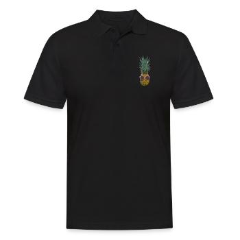 Colorfull Pineapple Pink Sunglasses ➢ Funny Fruits - Männer Poloshirt - Schwarz - Vorne - Kai (181cm)