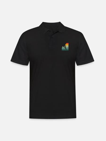 Retro Graphic Climbing Bouldering Rock Climber Mou - Männer Poloshirt - Schwarz