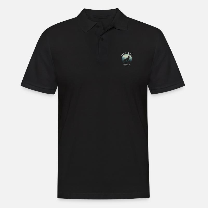Wolf - Männer Poloshirt - Schwarz