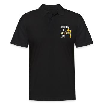 Rocking The Retired Life Vintage - Männer Poloshirt - Schwarz - Vorne - Kai (181cm)