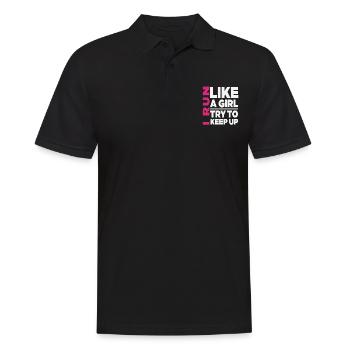 I Run Like A Girl Funny Motivational - Men's Polo Shirt - black - Front - Kai (181cm)