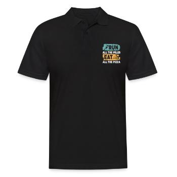 Run All The Miles Mangez toutes les pizzas Citations amusantes - Polo Homme - noir - Devant - Kai (181cm)