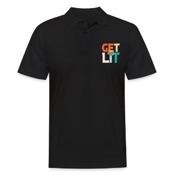 Get Lit Books Quotes - Men's Polo Shirt - black - Front - Kai (181cm)
