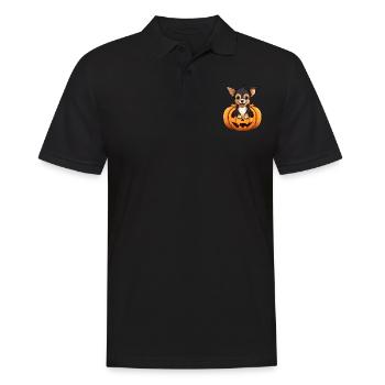 Chihuahua Hund Kürbis Lazy Halloween Party Kostüm - Männer Poloshirt - Schwarz - Vorne - Kai (181cm)