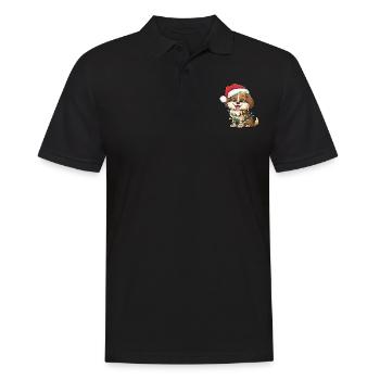 Santa Hat Christmas Dog Lights Xmas Dogs Gifts - Männer Poloshirt - Schwarz - Vorne - Kai (181cm)