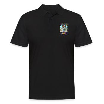 Watch out world - here comes trouble - Männer Poloshirt - Schwarz - Vorne - Kai (181cm)