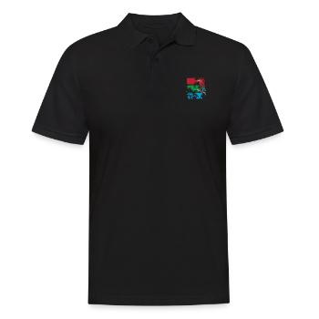 Colorful parrot on a branch - Men's Polo Shirt - black - Front - Kai (181cm)