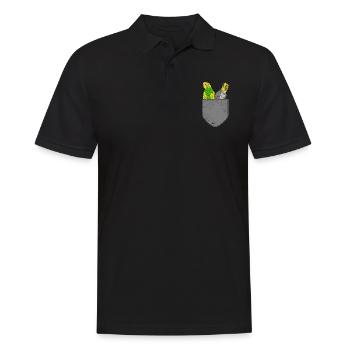 Vogelliebhaber Geschenk Süßes Brusttasche Sittich - Männer Poloshirt - Schwarz - Vorne - Kai (181cm)