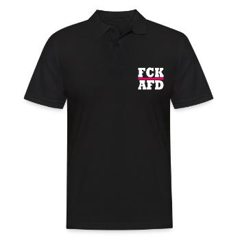 Fck afd - Männer Poloshirt - Schwarz - Vorne - Kai (181cm)