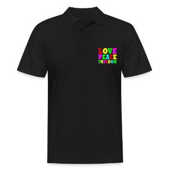 Love peace freedom - Polo Homme - noir - Devant - Kai (181cm)