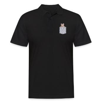 Pocket Cat Peeking Kitten - Men's Polo Shirt - black - Front - Kai (181cm)