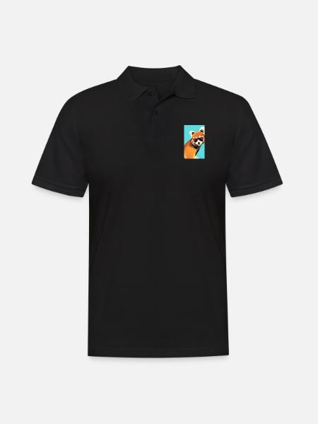 Cooler roter Panda mit Sonnenbrille Comic Zeichnung Sommer - Männer Poloshirt - Schwarz