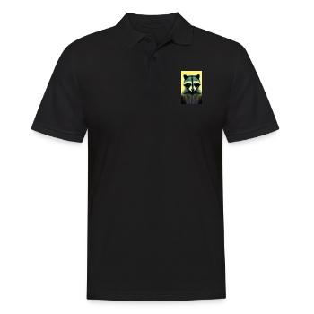 Comic-Karikatur eines nordamerikanischen Waschbären - Männer Poloshirt - Schwarz - Vorne - Kai (181cm)