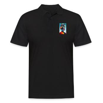 ARTWORK Flower Head Rainbow - Men's Polo Shirt - black - Front - Kai (181cm)