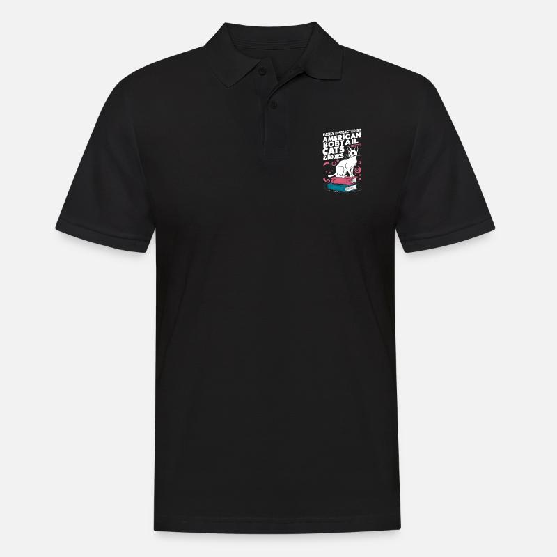 Katze American Bobtail Geschenk - Männer Poloshirt - Schwarz
