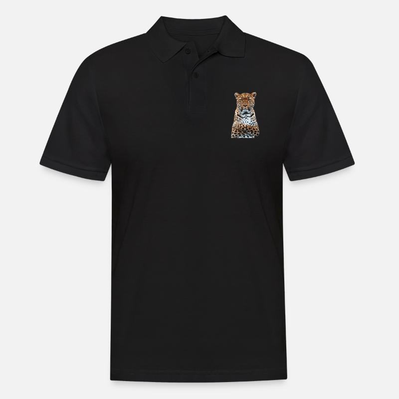 Leopard - Männer Poloshirt - Schwarz