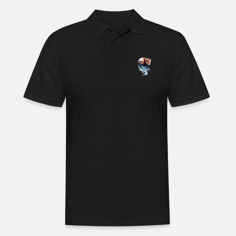 Roter Panda - Männer Poloshirt - Schwarz