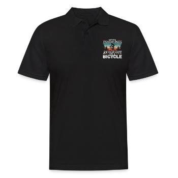 Unterschätze niemals einen alten Mann auf einem Fahrrad Männer - Männer Poloshirt - Schwarz - Vorne - Kai (181cm)