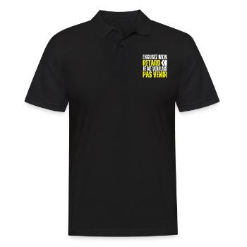 Excusez Moi Je Suis En Retard Je Voulais Pas Venir - Polo Homme - noir - Devant - Kai (181cm)