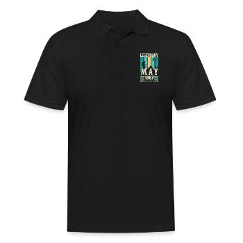 Mai 1987 Jubiläumsgeschenk, Jahrgang Mai 1987. - Männer Poloshirt - Schwarz - Vorne - Kai (181cm)