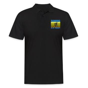 Running Is My Therapy - Männer Poloshirt - Schwarz - Vorne - Kai (181cm)