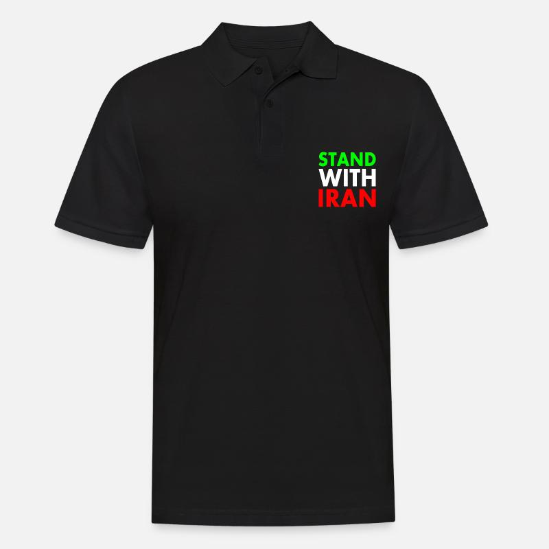 Stand with iran - Männer Poloshirt - Schwarz