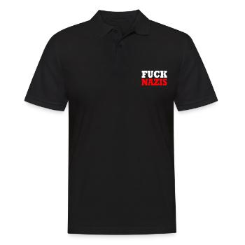 Fuck nazis - Männer Poloshirt - Schwarz - Vorne - Kai (181cm)