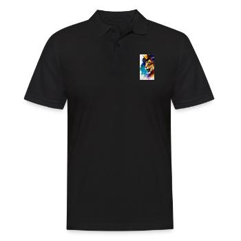 Crowned Lion Watercolour - Men's Polo Shirt - black - Front - Kai (181cm)