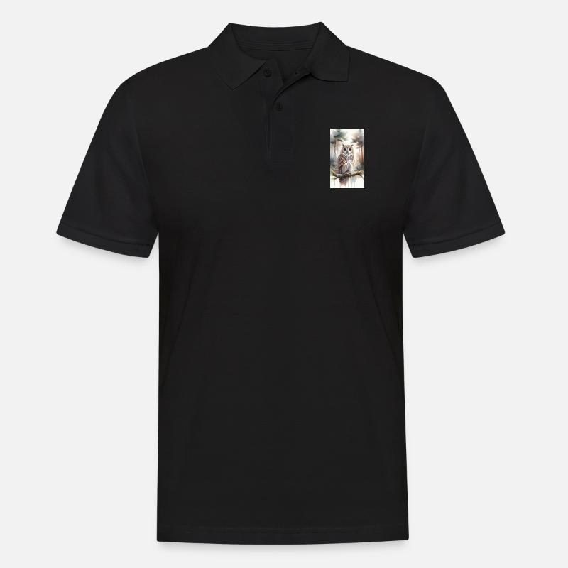 Eule im Aquarell - Männer Poloshirt - Schwarz