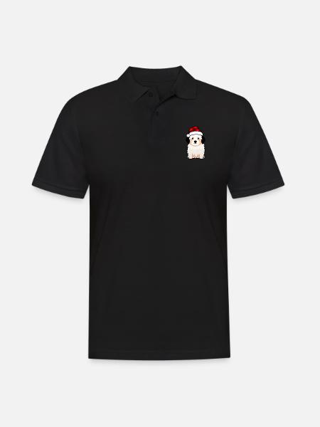 Dog with Santa hat - Men's Polo Shirt - black