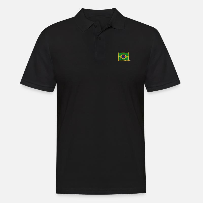 Brésil drapeau du Brésil - Polo Homme - noir