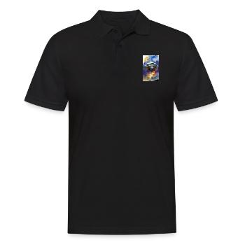 Alien | UFO | Raumschiff | UAP | Wasserfarben - Männer Poloshirt - Schwarz - Vorne - Kai (181cm)